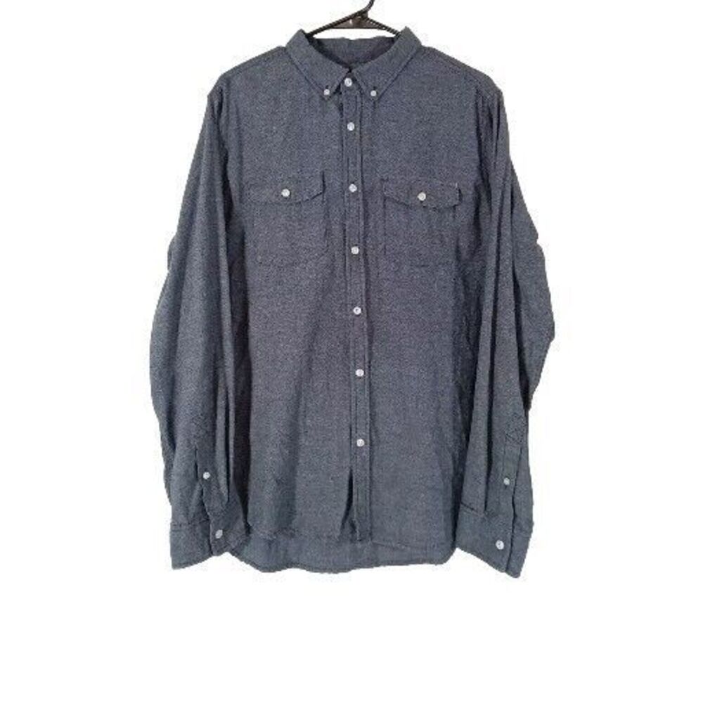 Stoic Shirt Men L Blue Speckle Button Down Long Sl‎ Pocket Collar Cuff